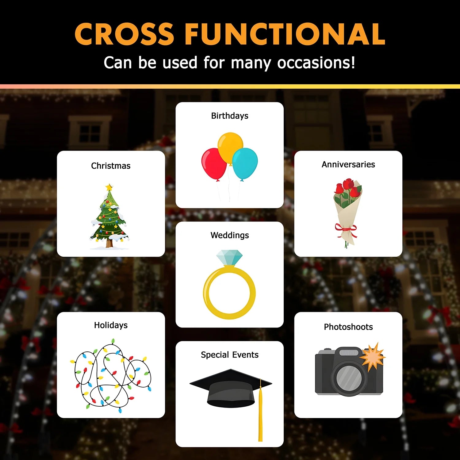 3 Pack 10FT Christmas Light Arch with 8 Modes for Pathway