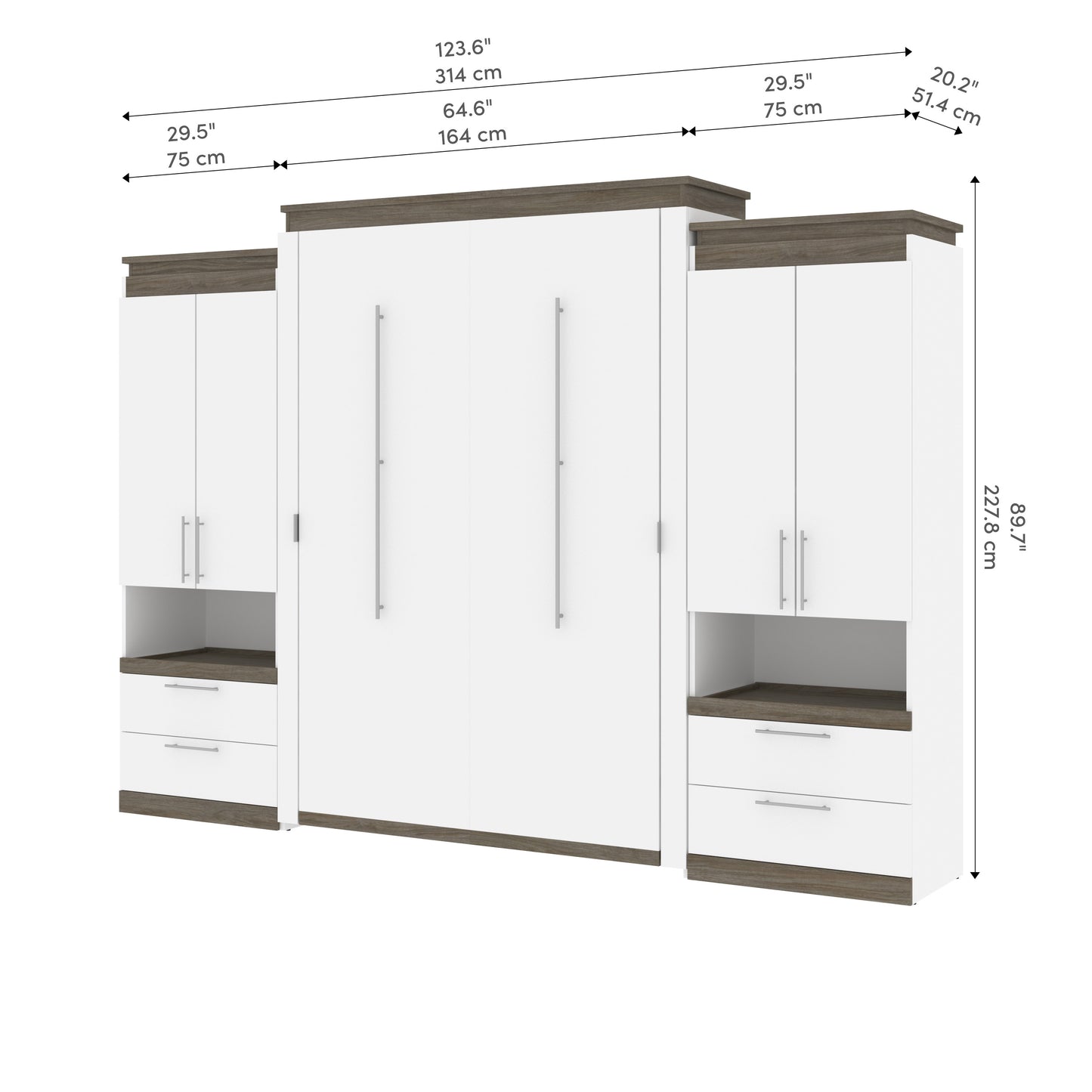 Queen Wall Bed with 2 Storage Cabinets and Nightstands