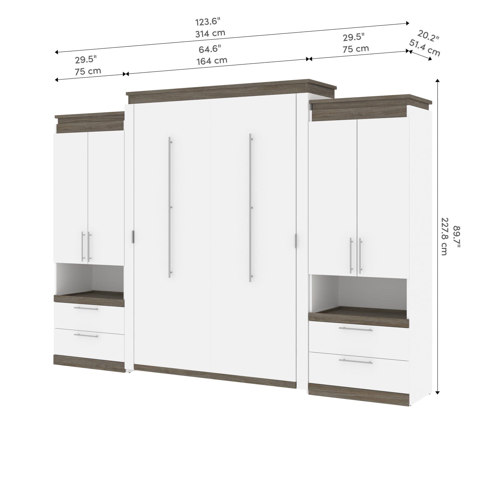 Queen Wall Bed with 2 Storage Cabinets and Nightstands