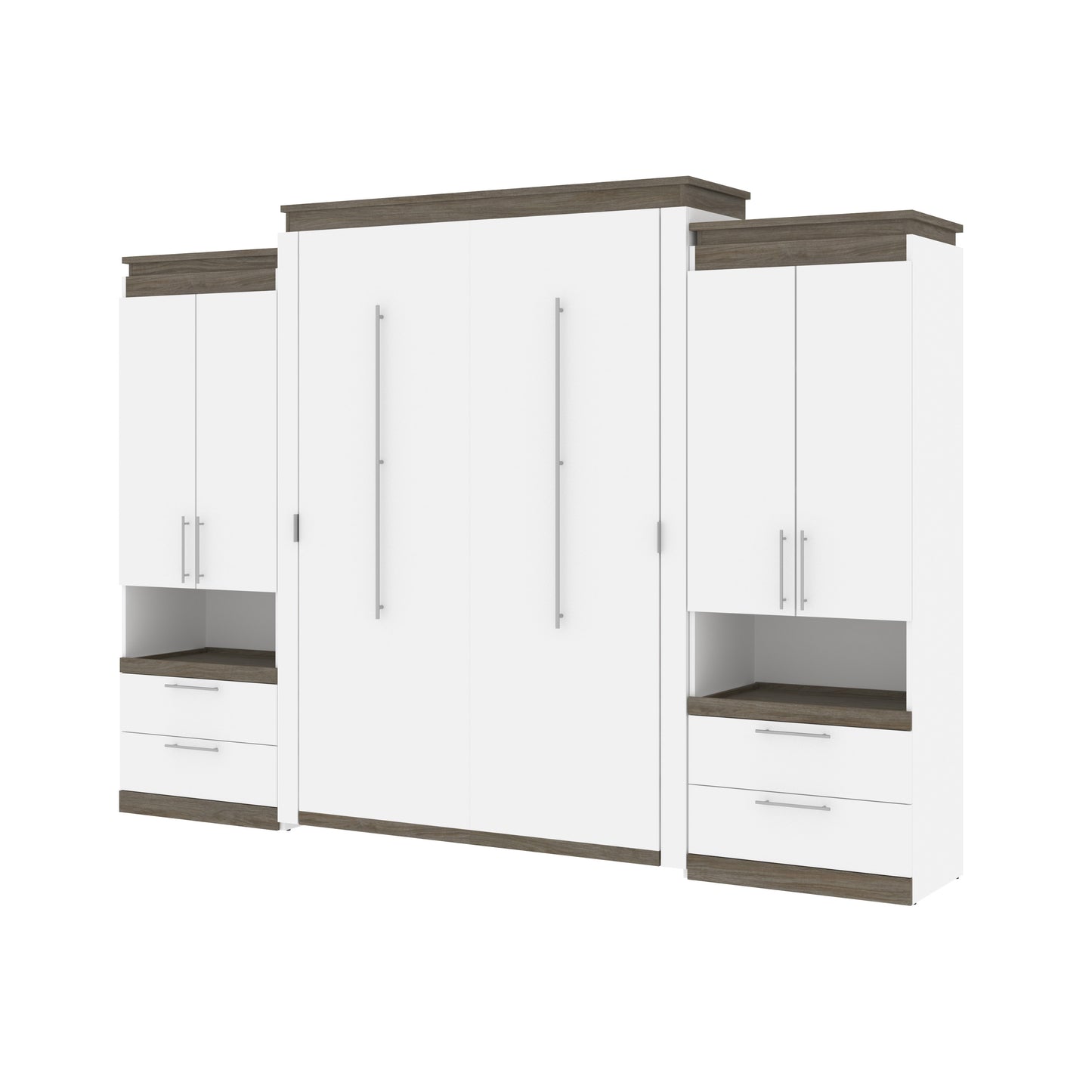Queen Wall Bed with 2 Storage Cabinets and Nightstands