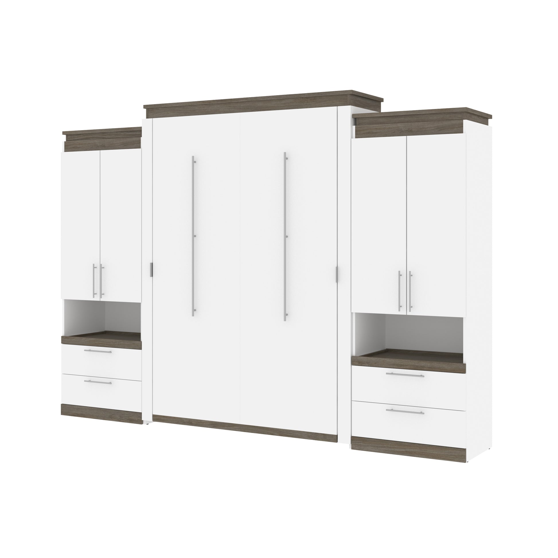 Queen Wall Bed with 2 Storage Cabinets and Nightstands