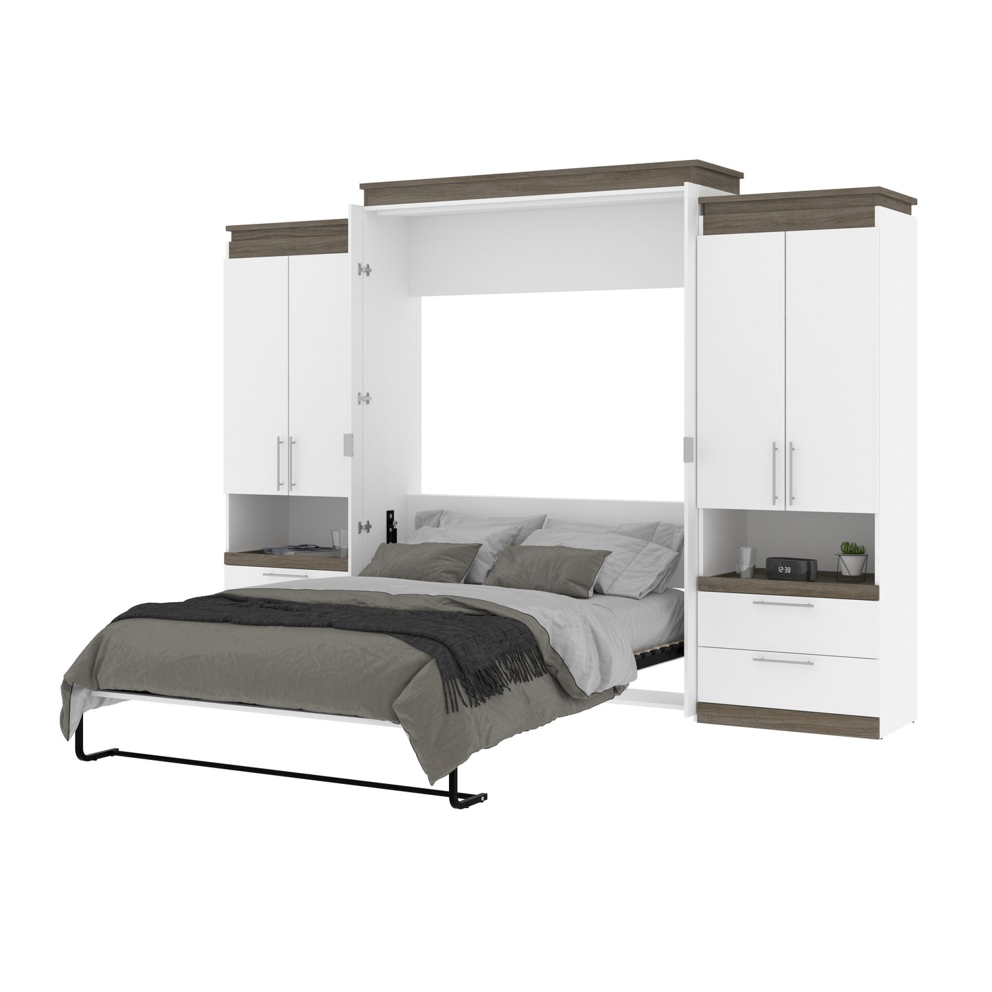 Queen Wall Bed with 2 Storage Cabinets and Nightstands