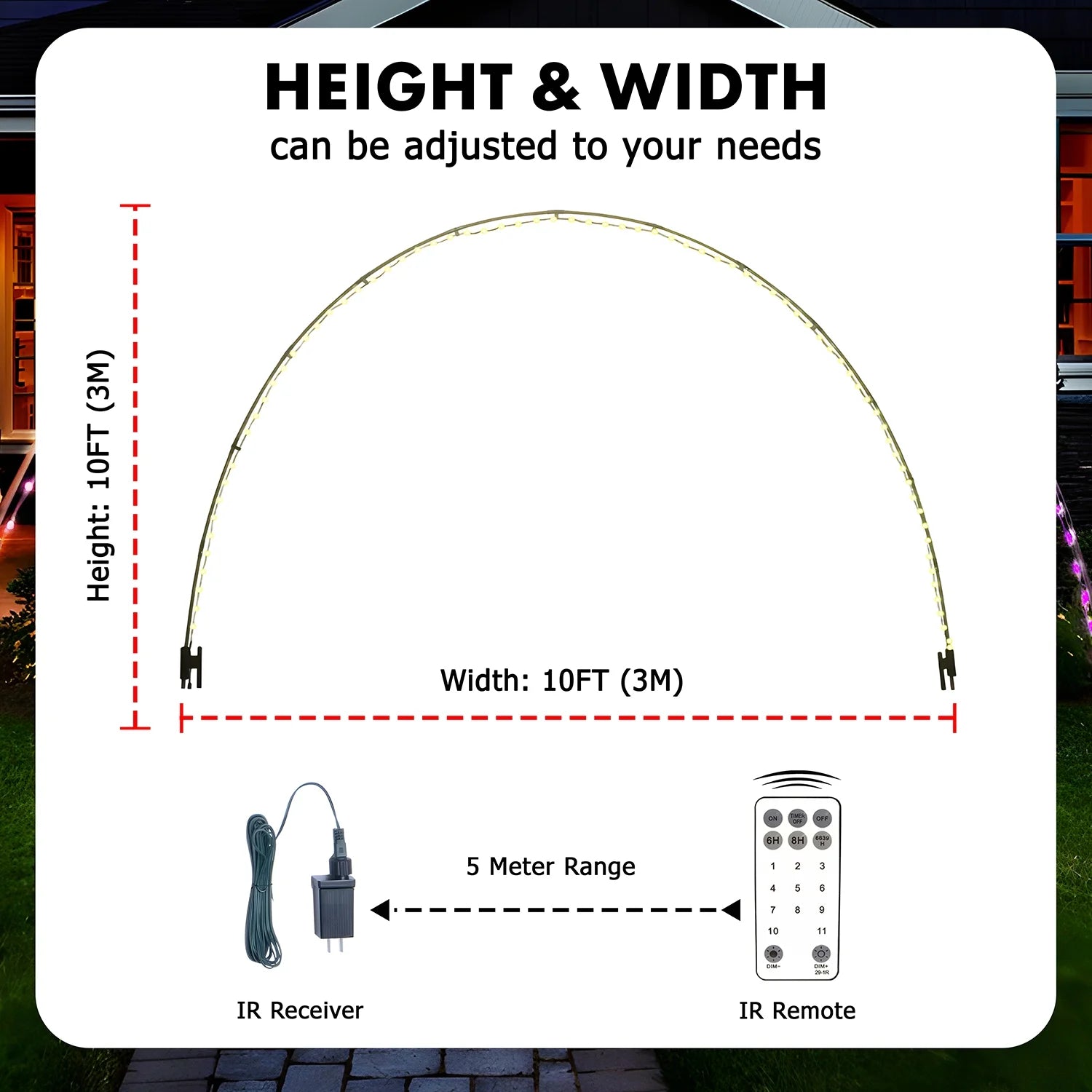 3 Pack 10FT Christmas Light Arch with 8 Modes for Pathway