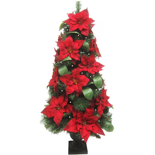 4-Feet Pre-Lit Red Artificial Christmas Tree with White LED Lights