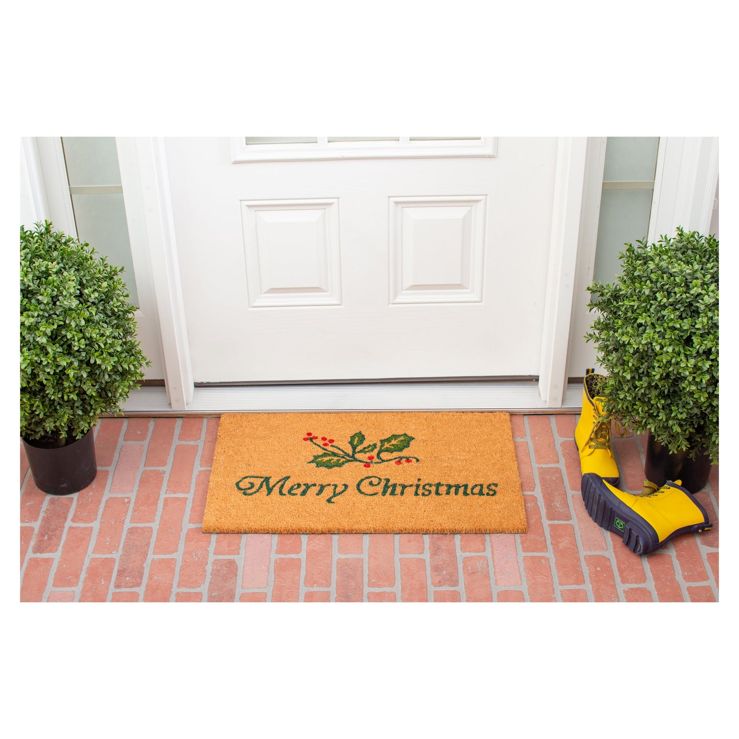 Quotes Holidays Multi-Color Coir, Vinyl Outdoor Doormat, 2' X 1'