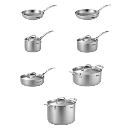 12-Piece Tri-Ply Clad Stainless Steel Cookware Set