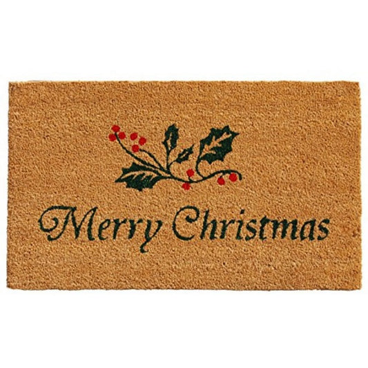 Quotes Holidays Multi-Color Coir, Vinyl Outdoor Doormat, 2' X 1'