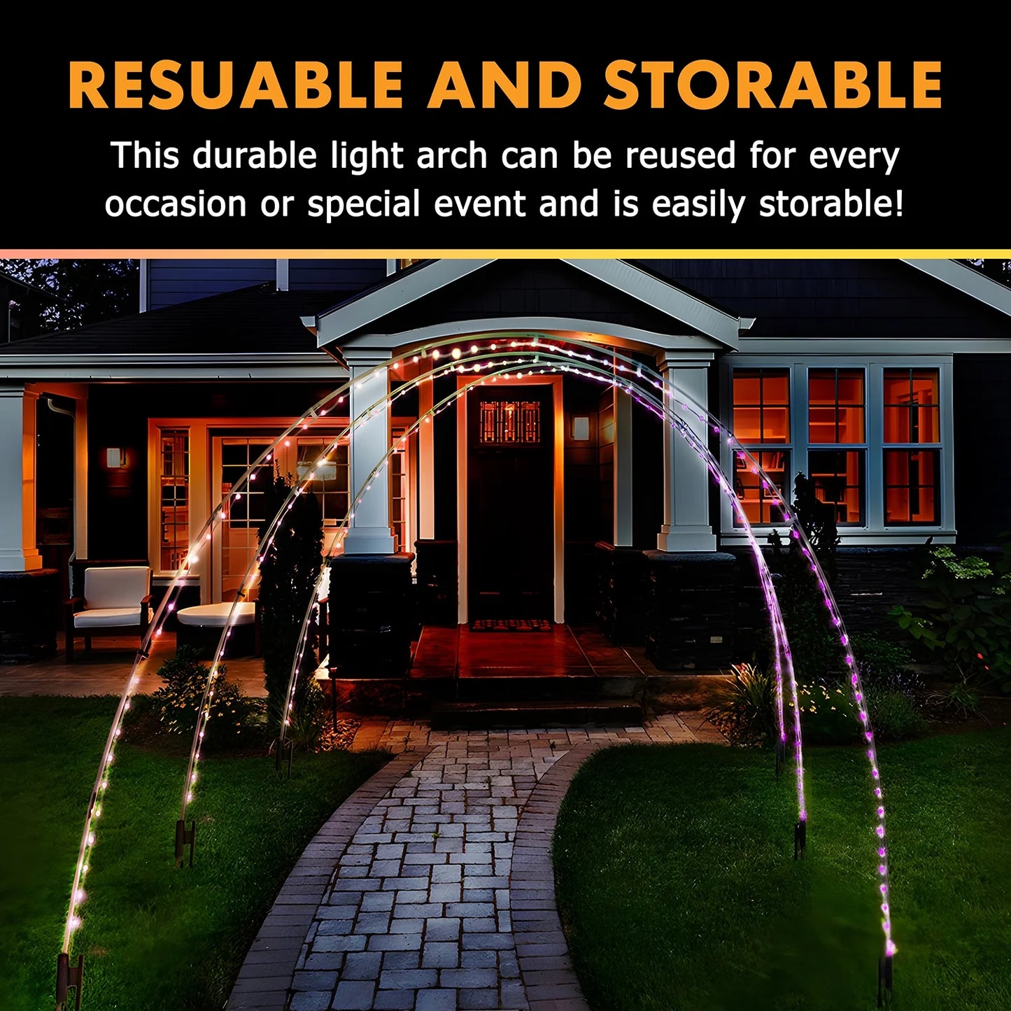 3 Pack 10FT Christmas Light Arch with 8 Modes for Pathway