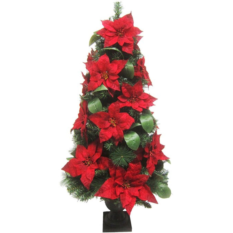 4-Feet Pre-Lit Red Artificial Christmas Tree with White LED Lights