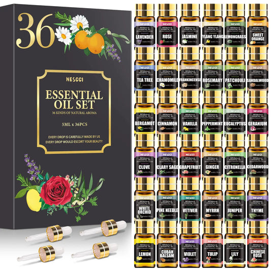 Essential Oils Gift Set for Diffuser Humidifier Aromatherapy - 100% Natural Essential Oils 36 x 5ML
