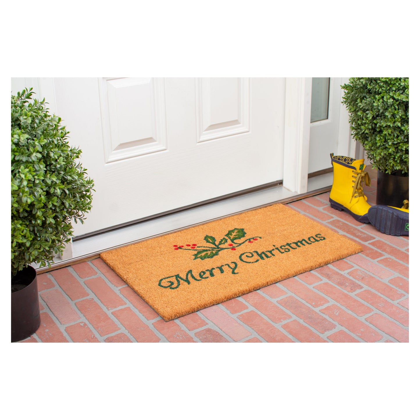 Quotes Holidays Multi-Color Coir, Vinyl Outdoor Doormat, 2' X 1'