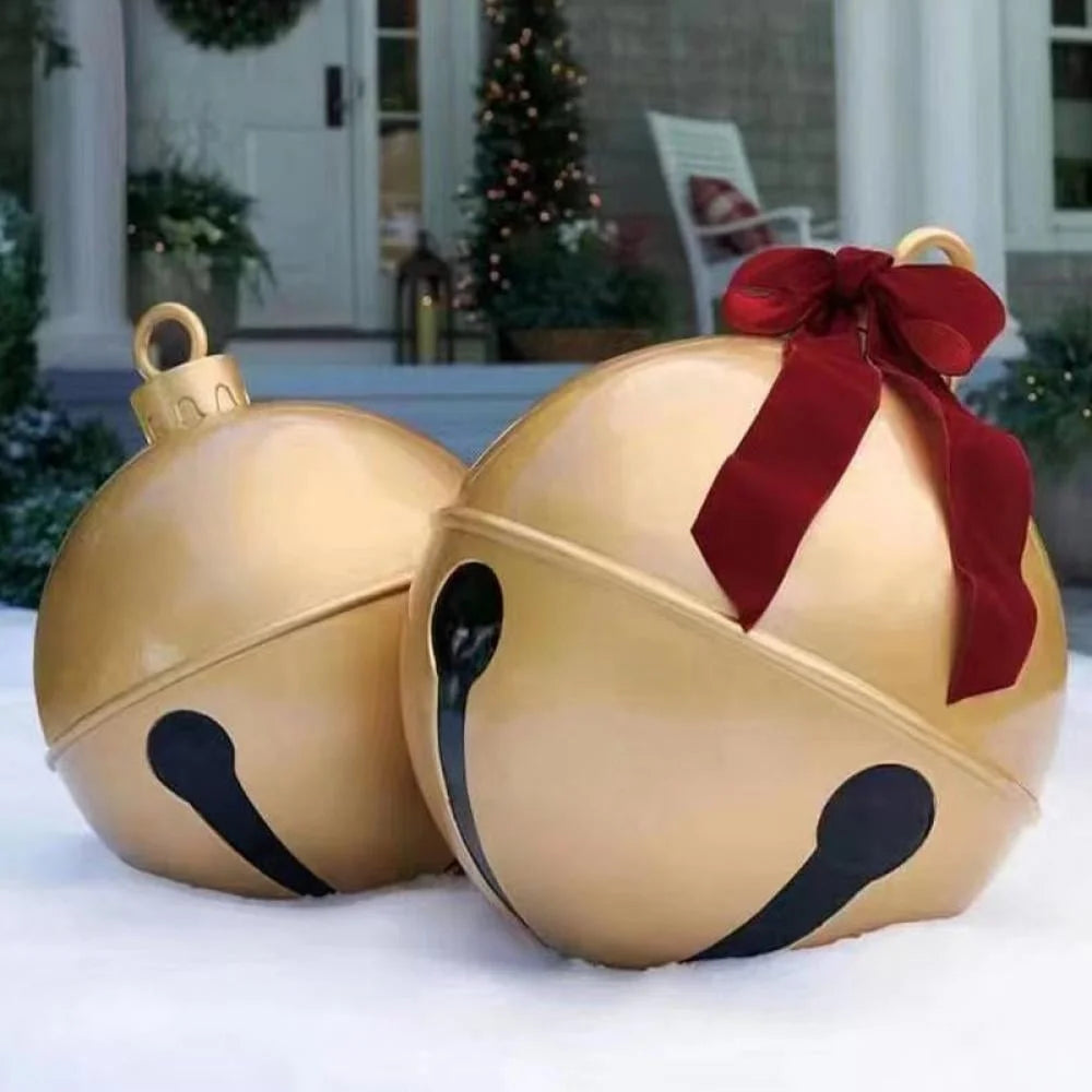 60CM Christmas Decoration Bell Balloon PVC Inflatable Toy Ball Creative Indoor Outdoor Ornament for Home Decor Party Holiday