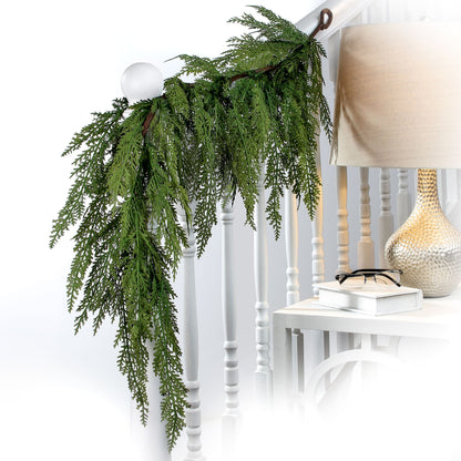 Artificial Real Touch Lebanon Cedar Swag Garland - Green - 4' X10"