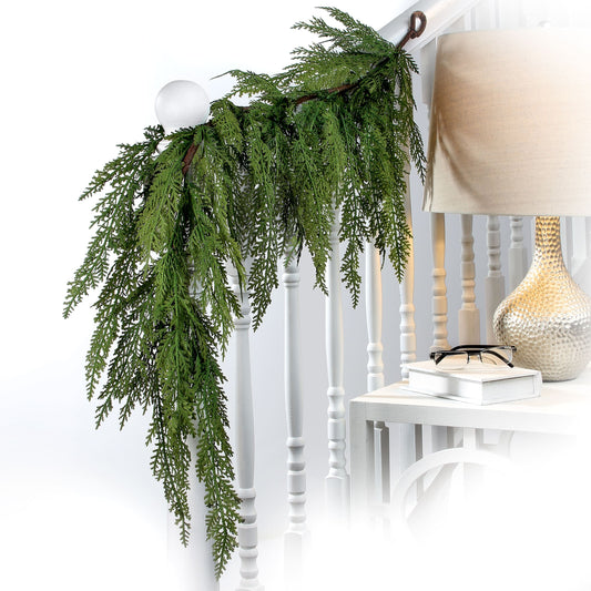 Artificial Real Touch Lebanon Cedar Swag Garland - Green - 4' X10"