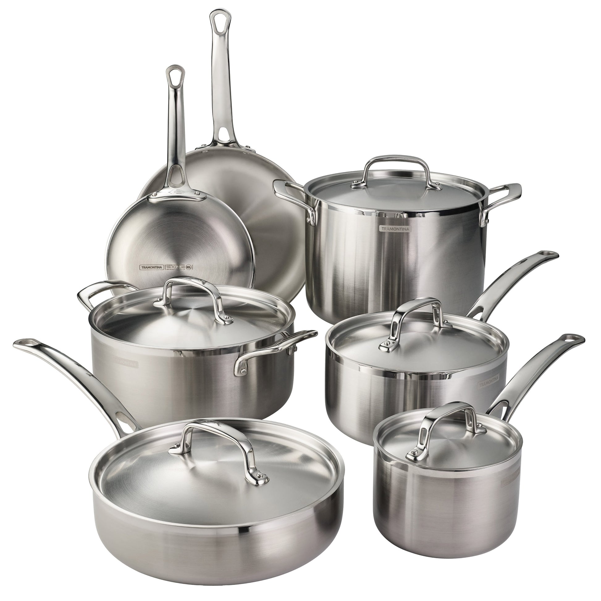 12-Piece Tri-Ply Clad Stainless Steel Cookware Set