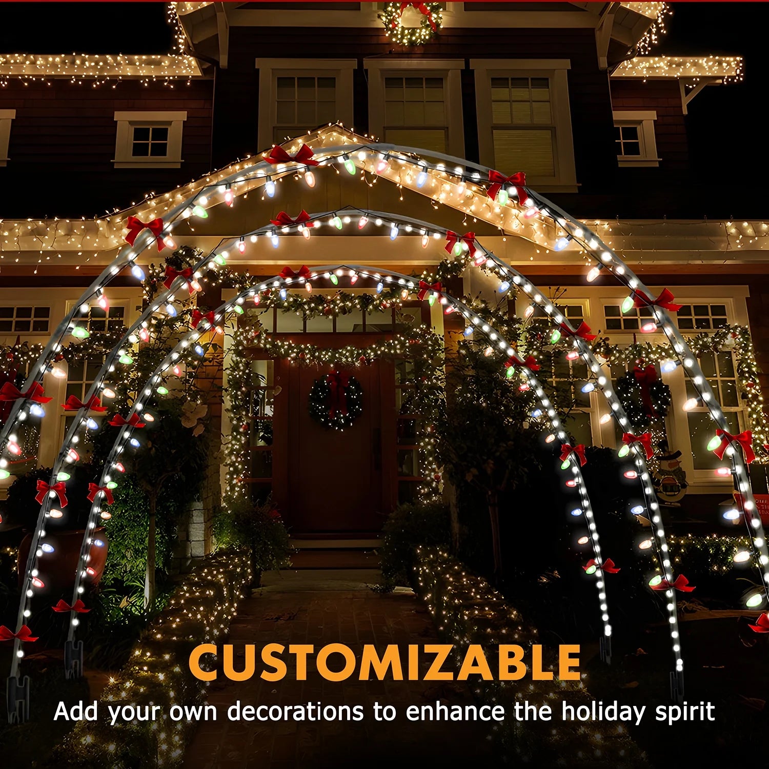 3 Pack 10FT Christmas Light Arch with 8 Modes for Pathway